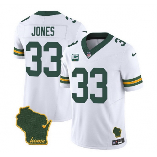 Men Green Bay Packers 33 Aaron Jones White 2023 F U S E Home Patch And 1 Star C Patch Vapor Untouchable Limited Stitched Jersey Men Green Bay Packers 33 Aaron Jones White 2023 F U S E Home Patch And 1 Star C Patch Vapor Untouchable Limited Stitched Jersey