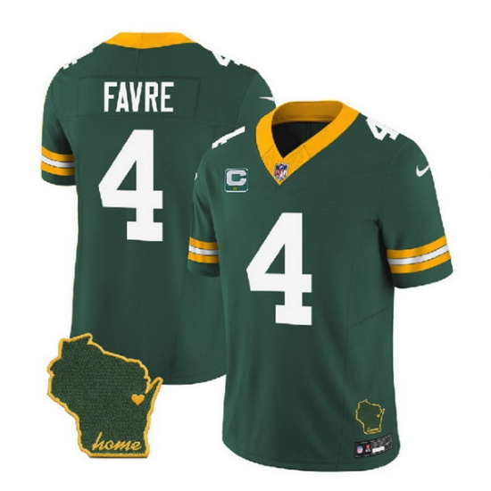 Men Green Bay Packers 4 Brett Favre Green 2023 F U S E Home Patch And 1 Star C Patch Vapor Untouchable Limited Stitched Jersey Men Green Bay Packers 4 Brett Favre Green 2023 F U S E Home Patch And 1 Star C Patch Vapor Untouchable Limited Stitched Jersey