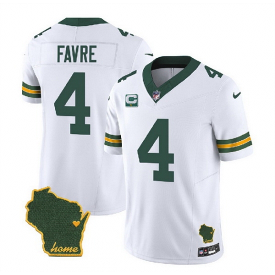 Men Green Bay Packers 4 Brett Favre White 2023 F U S E Home Patch And 1 Star C Patch Vapor Untouchable Limited Stitched Jersey Men Green Bay Packers 4 Brett Favre White 2023 F U S E Home Patch And 1 Star C Patch Vapor Untouchable Limited Stitched Jersey