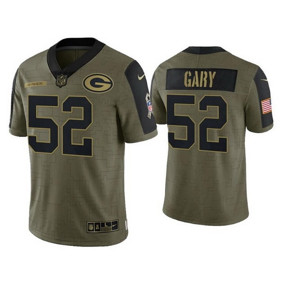 Men Green Bay Packers 52 Rashan Gary 2021 Olive Salute To Service Limited Stitched Jersey Men Green Bay Packers 52 Rashan Gary 2021 Olive Salute To Service Limited Stitched Jersey