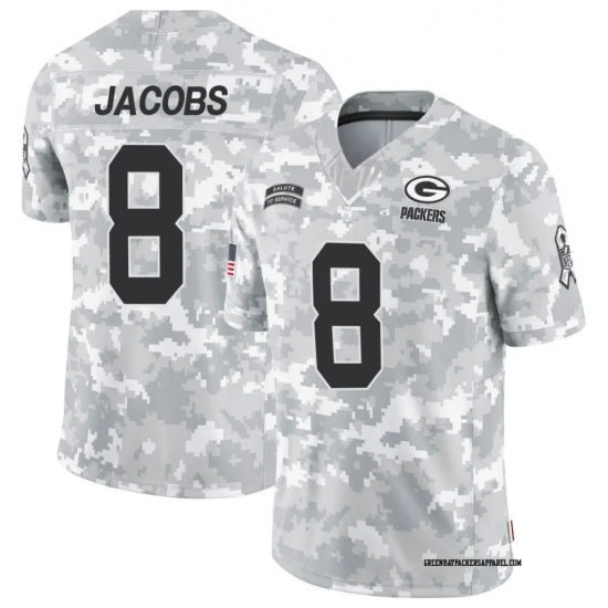 Men Green Bay Packers #8 Josh Jacobs 2024 Arctic Camo Salute To Service Limited Stitched Football Jersey Men Green Bay Packers #8 Josh Jacobs 2024 Arctic Camo Salute To Service Limited Stitched Football Jersey