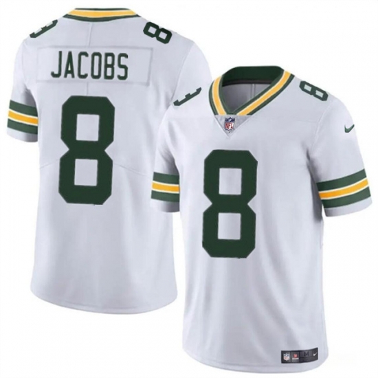 Men Green Bay Packers 8 Josh Jacobs White Vapor Limited Stitched Football Jersey Men Green Bay Packers 8 Josh Jacobs White Vapor Limited Stitched Football Jersey