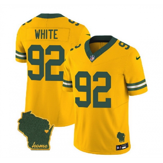 Men Green Bay Packers 92 Reggie White Gold 2023 F U S E Home Patch Vapor Untouchable Limited Stitched Jersey Men Green Bay Packers 92 Reggie White Gold 2023 F U S E Home Patch Vapor Untouchable Limited Stitched Jersey