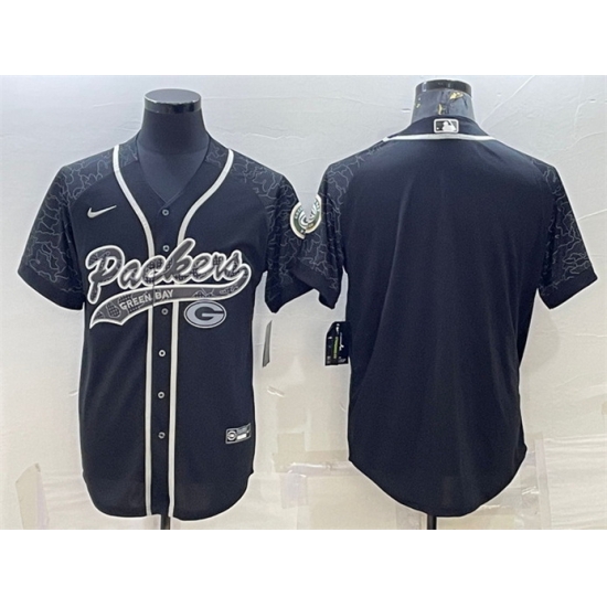 Men Green Bay Packers Blank Black Reflective With Patch Cool Base Stitched Baseball Jersey Men Green Bay Packers Blank Black Reflective With Patch Cool Base Stitched Baseball Jersey