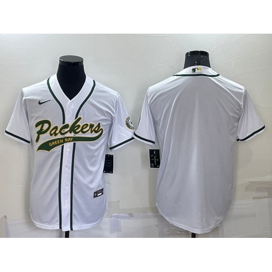 Men Green Bay Packers Blank White Cool Base Stitched Baseball Jersey Men Green Bay Packers Blank White Cool Base Stitched Baseball Jersey