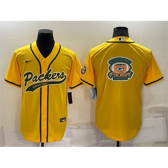 Men Green Bay Packers Yellow Team Big Logo With Patch Cool Base Stitched Baseb Men Green Bay Packers Yellow Team Big Logo With Patch Cool Base Stitched Baseb