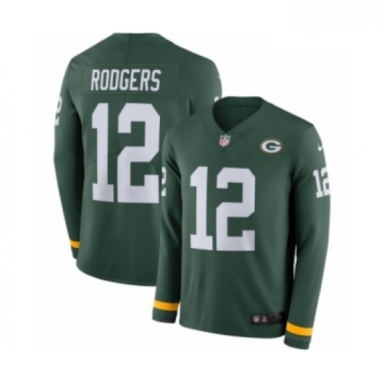 Men Nike Green Bay Packers 12 Aaron Rodgers Limited Green Therma Long Sleeve NFL Jersey Men Nike Green Bay Packers 12 Aaron Rodgers Limited Green Therma Long Sleeve NFL Jersey
