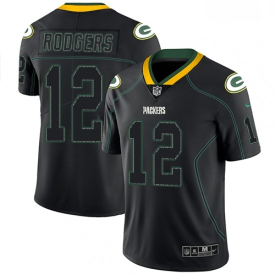 Men Nike Green Bay Packers 12 Aaron Rodgers Limited Lights Out Black Rush NFL Jersey Men Nike Green Bay Packers 12 Aaron Rodgers Limited Lights Out Black Rush NFL Jersey