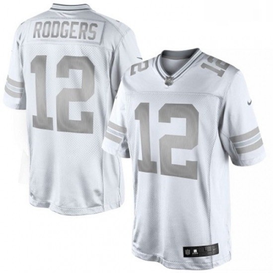 Men Nike Green Bay Packers 12 Aaron Rodgers Limited White Platinum NFL Jersey Men Nike Green Bay Packers 12 Aaron Rodgers Limited White Platinum NFL Jersey