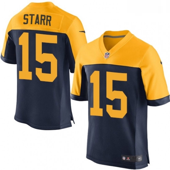 Men Nike Green Bay Packers 15 Bart Starr Elite Navy Blue Alternate NFL Jersey Men Nike Green Bay Packers 15 Bart Starr Elite Navy Blue Alternate NFL Jersey