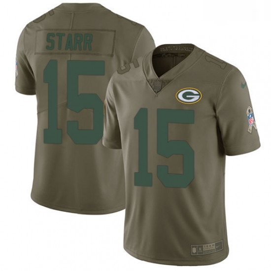 Men Nike Green Bay Packers 15 Bart Starr Limited Olive 2017 Salute to Service NFL Jersey Men Nike Green Bay Packers 15 Bart Starr Limited Olive 2017 Salute to Service NFL Jersey