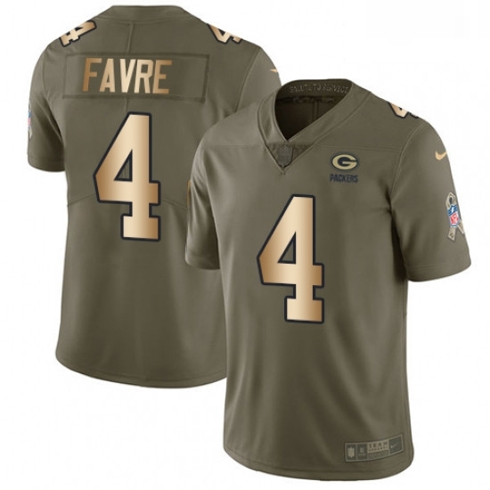 Men Nike Green Bay Packers 4 Brett Favre Limited OliveGold 2017 Salute to Service NFL Jersey Men Nike Green Bay Packers 4 Brett Favre Limited OliveGold 2017 Salute to Service NFL Jersey