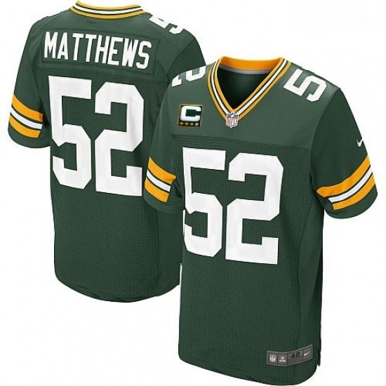 Men Nike Green Bay Packers 52 Clay Matthews Elite Green Team Color C Patch NFL Jersey Men Nike Green Bay Packers 52 Clay Matthews Elite Green Team Color C Patch NFL Jersey
