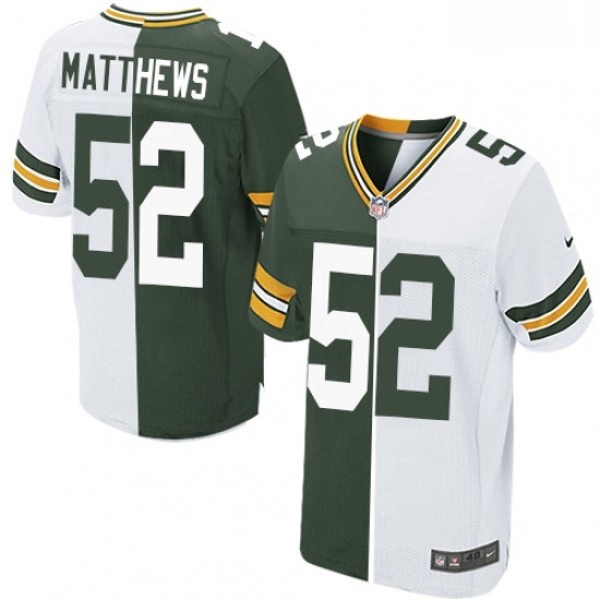Men Nike Green Bay Packers 52 Clay Matthews Elite GreenWhite Split Fashion NFL Jersey Men Nike Green Bay Packers 52 Clay Matthews Elite GreenWhite Split Fashion NFL Jersey