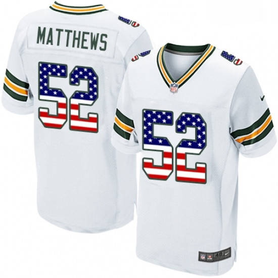 Men Nike Green Bay Packers 52 Clay Matthews Elite White Road USA Flag Fashion NFL Jersey Men Nike Green Bay Packers 52 Clay Matthews Elite White Road USA Flag Fashion NFL Jersey