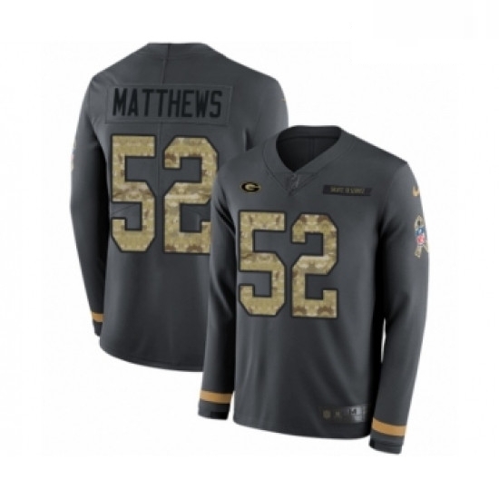 Men Nike Green Bay Packers 52 Clay Matthews Limited Black Salute to Service Therma Long Sleeve NFL Jersey Men Nike Green Bay Packers 52 Clay Matthews Limited Black Salute to Service Therma Long Sleeve NFL Jersey