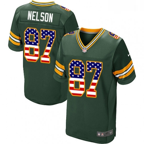 Men Nike Green Bay Packers 87 Jordy Nelson Elite Green Home USA Flag Fashion NFL Jersey Men Nike Green Bay Packers 87 Jordy Nelson Elite Green Home USA Flag Fashion NFL Jersey