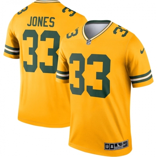 Men's Green Bay Packers #33 Aaron Jones Nike Gold Inverted Legend Jersey Men's Green Bay Packers #33 Aaron Jones Nike Gold Inverted Legend Jersey