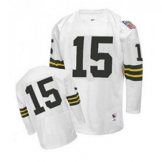 Mitchell and Ness Green Bay Packers 15 Bart Starr Authentic White Throwback NFL Jersey Mitchell and Ness Green Bay Packers 15 Bart Starr Authentic White Throwback NFL Jersey