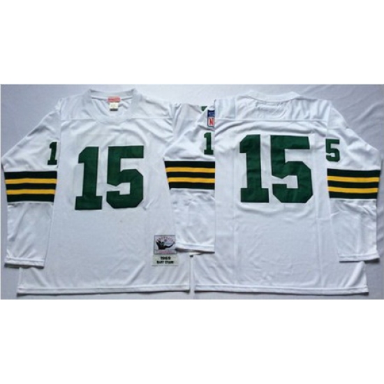 Mitchell&Ness 1969 Packers 15 Bart Starr White Throwback Stitched NFL Jersey Mitchell&Ness 1969 Packers 15 Bart Starr White Throwback Stitched NFL Jersey