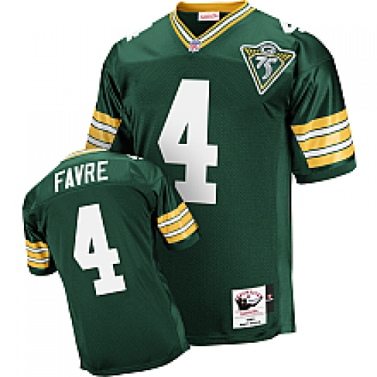 MitchellandNess Green Bay Packers 1993 4Brett Favre Authentic Throwback Green 75th Jersey MitchellandNess Green Bay Packers 1993 4Brett Favre Authentic Throwback Green 75th Jersey