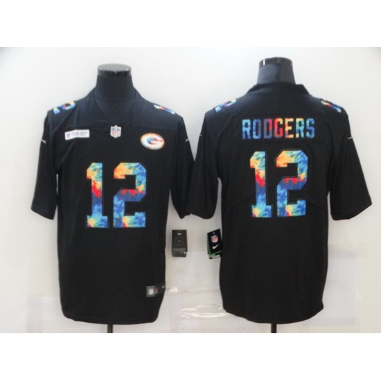 Nike Green Bay Green Bay Packers 12 Aaron Rodgers Black Vapor Untouchable Rainbow Limited Jersey Nike Green Bay Green Bay Packers 12 Aaron Rodgers Black Vapor Untouchable Rainbow Limited Jersey