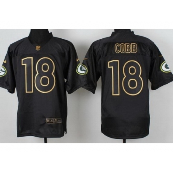 Nike Green Bay Packers 18 Randall Cobb Black Elite 2014 PRO Gold Lettering Fashion NFL Jersey Nike Green Bay Packers 18 Randall Cobb Black Elite 2014 PRO Gold Lettering Fashion NFL Jersey