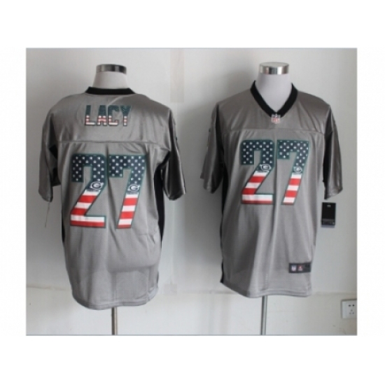 Nike Green Bay Packers 27 Eddie Lacy grey Elite USA Flag Fashion NFL Jersey Nike Green Bay Packers 27 Eddie Lacy grey Elite USA Flag Fashion NFL Jersey
