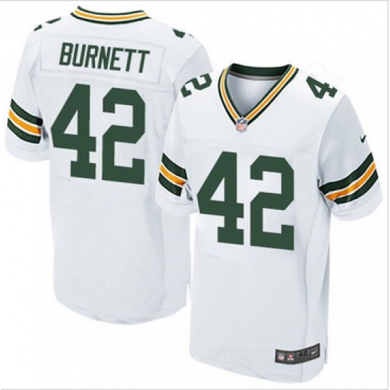 Nike Green Bay Packers #42 Morgan Burnett White Mens Stitched NFL Elite Jersey Nike Green Bay Packers #42 Morgan Burnett White Mens Stitched NFL Elite Jersey