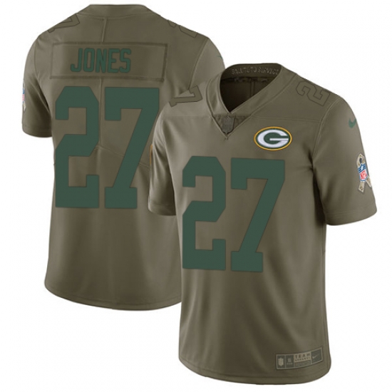 Nike Packers #27 Josh Jones Olive Mens Stitched NFL Limited 2017 Salute To Service Jersey Nike Packers #27 Josh Jones Olive Mens Stitched NFL Limited 2017 Salute To Service Jersey