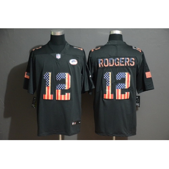 Packers 12 Aaron Rodgers 2019 Black Salute To Service USA Flag Fashion Limited Jersey Packers 12 Aaron Rodgers 2019 Black Salute To Service USA Flag Fashion Limited Jersey
