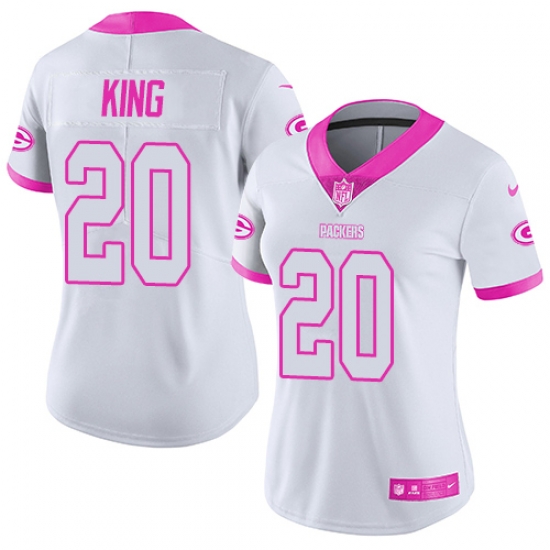 Nike Packers #20 Kevin King White Pink Womens Stitched NFL Limited Rush Fashion Jersey Nike Packers #20 Kevin King White Pink Womens Stitched NFL Limited Rush Fashion Jersey