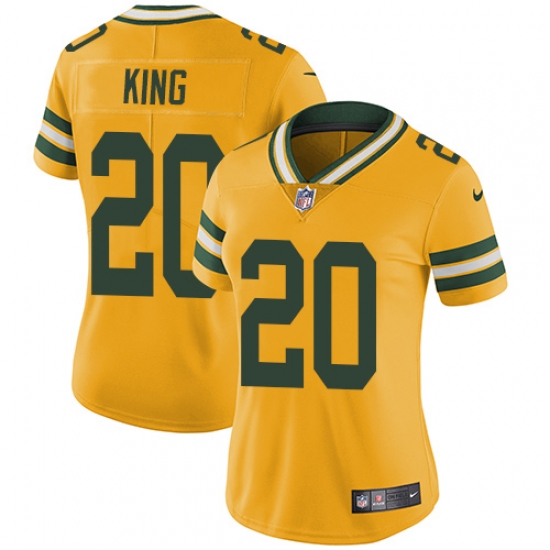 Nike Packers #20 Kevin King Yellow Womens Stitched NFL Limited Rush Jersey Nike Packers #20 Kevin King Yellow Womens Stitched NFL Limited Rush Jersey