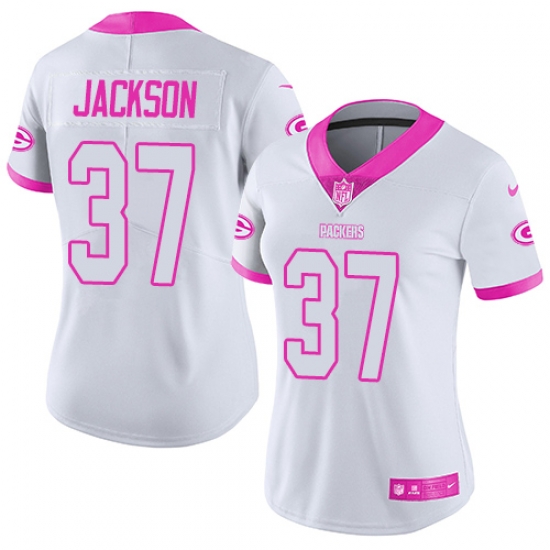 Nike Packers #37 Josh Jackson White Pink Womens Stitched NFL Limited Rush Fashion Jersey Nike Packers #37 Josh Jackson White Pink Womens Stitched NFL Limited Rush Fashion Jersey
