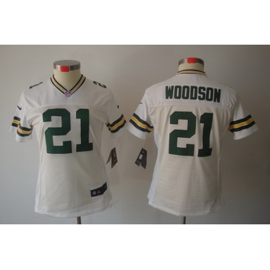 Nike Women Green Bay Packers #21 woodson White Color[NIKE LIMITED Jersey]