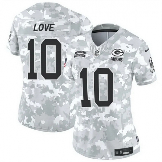 Women Green Bay Packers 10 Jordan Love 2024 F U S E Arctic Camo Salute To Service Limited Stitched Football Jersey Women Green Bay Packers 10 Jordan Love 2024 F U S E Arctic Camo Salute To Service Limited Stitched Football Jersey