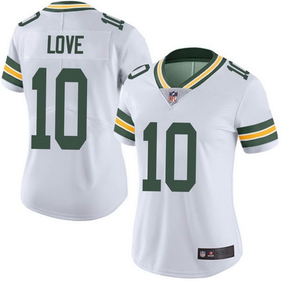 Women Green Bay Packers 10 Jordan Love White Limited Vapor Untouchable Jersey Women Green Bay Packers 10 Jordan Love White Limited Vapor Untouchable Jersey