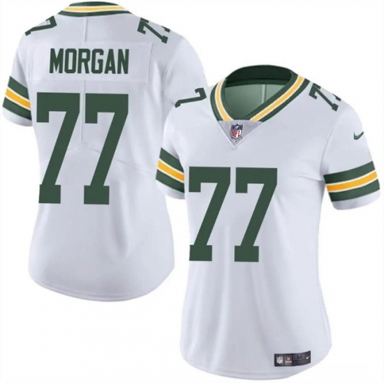 Women Green Bay Packers 77 Jordan Morgan White 2024 Draft Vapor Untouchable Limited Stitched Jersey Women Green Bay Packers 77 Jordan Morgan White 2024 Draft Vapor Untouchable Limited Stitched Jersey