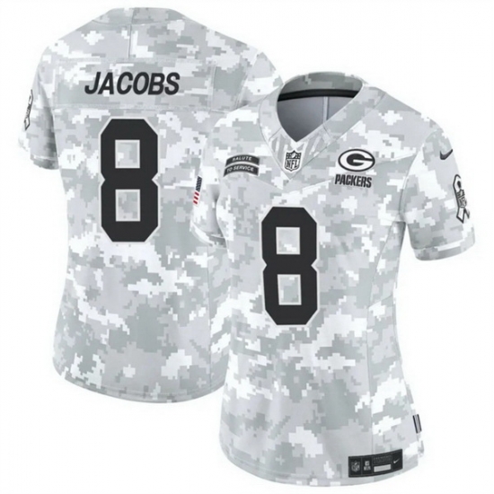 Women Green Bay Packers 8 Josh Jacobs 2024 F U S E Arctic Camo Salute To Service Limited Stitched Football Jersey Women Green Bay Packers 8 Josh Jacobs 2024 F U S E Arctic Camo Salute To Service Limited Stitched Football Jersey