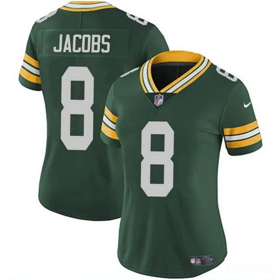 Women Green Bay Packers 8 Josh Jacobs Green Vapor Untouchable Limited Stitched Jersey Women Green Bay Packers 8 Josh Jacobs Green Vapor Untouchable Limited Stitched Jersey