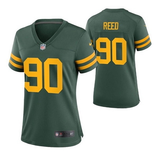 Women Green Bay Packers 90 Jarran Reed Green Legend Stitched Jersey Women Green Bay Packers 90 Jarran Reed Green Legend Stitched Jersey
