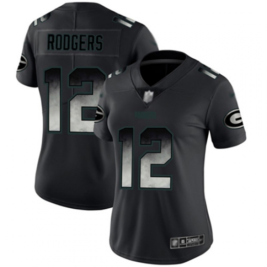 Women Packers 12 Aaron Rodgers Black Stitched Football Vapor Untouchable Limited Smoke Fashion Jersey Women Packers 12 Aaron Rodgers Black Stitched Football Vapor Untouchable Limited Smoke Fashion Jersey