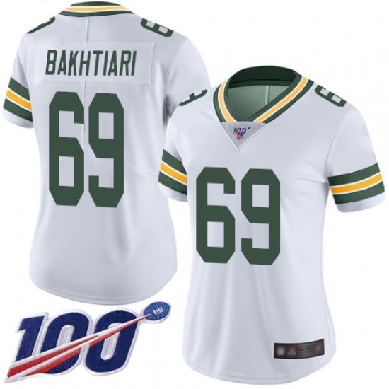 Women Packers 69 David Bakhtiari White Stitched Football 100th Season Vapor Limited Jersey Women Packers 69 David Bakhtiari White Stitched Football 100th Season Vapor Limited Jersey