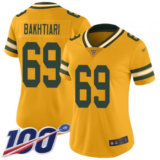 Women Packers 69 David Bakhtiari Yellow Stitched Football Limited Rush 100th Season Jersey Women Packers 69 David Bakhtiari Yellow Stitched Football Limited Rush 100th Season Jersey