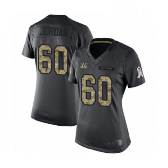 Womens Cincinnati Bengals 60 Michael Jordan Limited Black 2016 Salute to Service Football Jersey Womens Cincinnati Bengals 60 Michael Jordan Limited Black 2016 Salute to Service Football Jersey