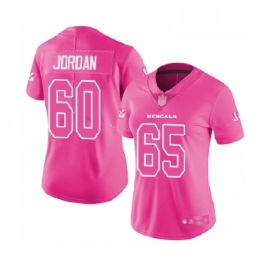 Womens Cincinnati Bengals 60 Michael Jordan Limited Pink Rush Fashion Football Jersey Womens Cincinnati Bengals 60 Michael Jordan Limited Pink Rush Fashion Football Jersey