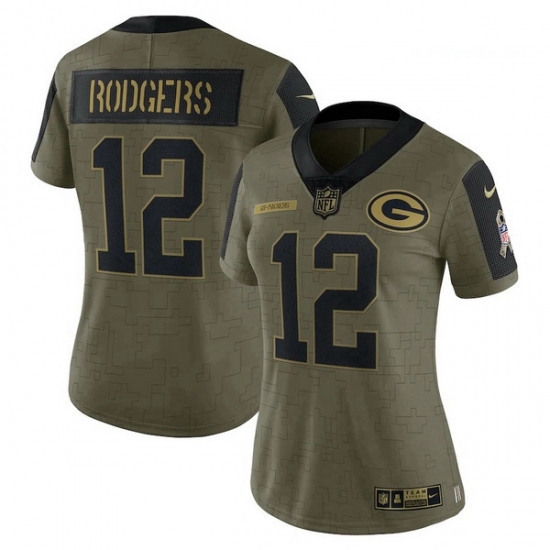 Women's Green Bay Packers Aaron Rodgers Nike Olive 2021 Salute To Service Limited Player Jersey Women's Green Bay Packers Aaron Rodgers Nike Olive 2021 Salute To Service Limited Player Jersey