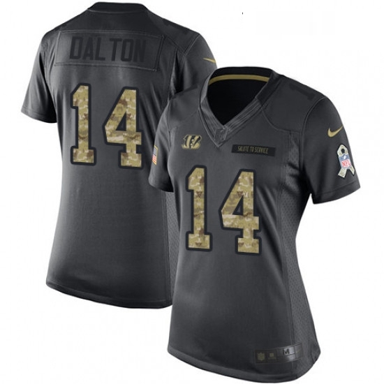 Womens Nike Cincinnati Bengals 14 Andy Dalton Limited Black 2016 Salute to Service NFL Jersey Womens Nike Cincinnati Bengals 14 Andy Dalton Limited Black 2016 Salute to Service NFL Jersey