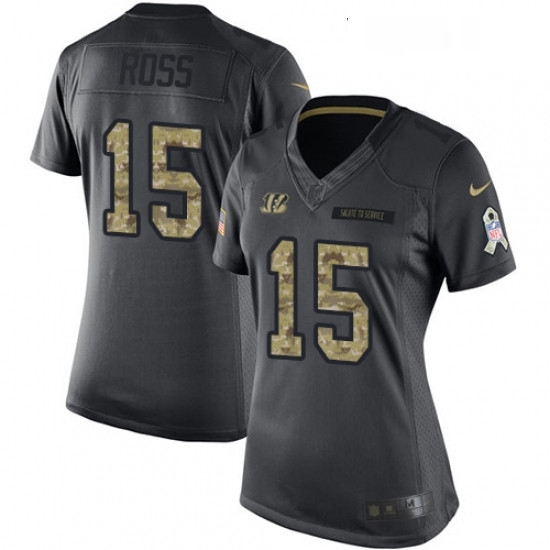 Womens Nike Cincinnati Bengals 15 John Ross Limited Black 2016 Salute to Service NFL Jersey Womens Nike Cincinnati Bengals 15 John Ross Limited Black 2016 Salute to Service NFL Jersey