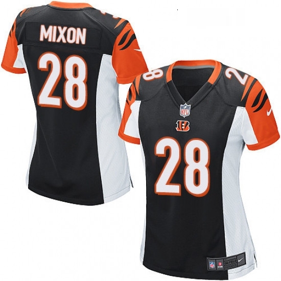 Womens Nike Cincinnati Bengals 28 Joe Mixon Game Black Team Color NFL Jersey Womens Nike Cincinnati Bengals 28 Joe Mixon Game Black Team Color NFL Jersey